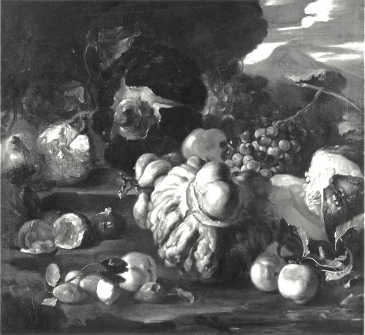 A. C. Cooper — Maestro del Metropolitan - sec. XVII - Natura morta con meloni, melagrane, fichi, uva, pesche, pere e limone — insieme